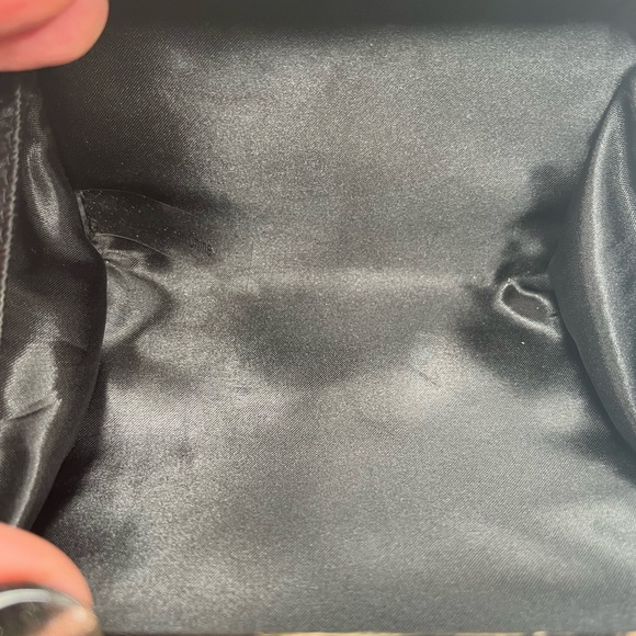 Vintage Black Leather Studded Clutch – Early 1980s – Handmade – Gold Metal Rivet - Picture 7 of 9